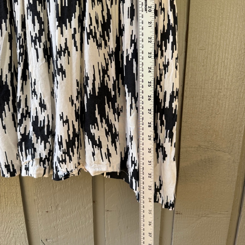 Ganni Chelsea Dress Small Black White Abstract Ikat Mini Viscose Short Sleeve - Picture 5 of 8